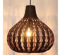 Abat-Jour Creux en Forme de Cage en rotin, Style Japonais, Style Panier en rotin Beige, luminaire Suspendu Creux, décoration de Restaurant, plafonnier Rustique en Osier E27 pour Chambre à Coucher
