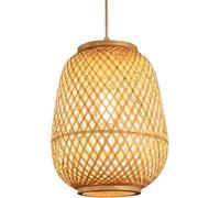 Abat-jour creux Style Asie du Sud-Est Lampes suspendues en osier beige cage de bambou lustres tissés naturel bricolage lanterne en osier plafonniers de ferme,Lampe à Suspension