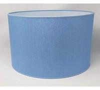 Abat-Jour Cylindrique Tissu en Coton Fait à la Main, pour Lampe de Table, Suspension, Lampadaire (Bleu Clair, Diamètre 30 cm x Hauteur 20 cm)