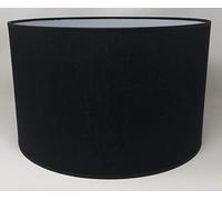 Abat-Jour Cylindrique Tissu en Coton Fait à la Main, pour Lampe de Table, Suspension, Lampadaire (Noir, Diamètre 40 cm x Hauteur 25 cm)