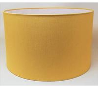 Abat-Jour Cylindrique Tissu en Coton Fait à la Main, pour Lampe de Table, Suspension, Lampadaire (Ocre, Diamètre 35 cm x Hauteur 23 cm)