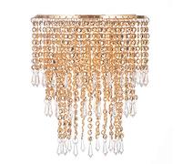 Abat-jour de lustre Waneway pour suspension au plafond, abat-jour en cristal facile à installer pour chambre à coucher, couloir, décoration de mariage ou de fête, diamètre 22 cm, 3 niveaux, or rose