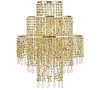 Abat-jour de lustre Waneway pour suspension au plafond, abat-jour en cristal facile à installer pour chambre à coucher, couloir, décoration de mariage ou de fête, diamètre 32 cm, 3 niveaux, or