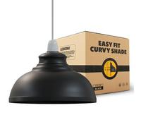 Abat-jour de plafond industriel, abat-jour de lampe suspendu en forme de dôme courbé de Style rétro Vintage pour plafonniers suspendus (Noir)