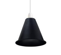 Abat-jour de plafond rétro vintage, abat-jour en métal en forme de cône long de 18 cm de diamètre et de 17 cm de hauteur, protection d'ampoule au look du milieu du siècle, abat-jour (Noir)