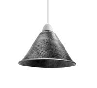 Abat-jour de plafond suspendu industriel, plafonniers suspendus de cuisine rétro, lustre suspendu de bar de loft en métal vintage, abat-jour de lampe suspendu rustique (Cône 18CM-Argent Brossé)