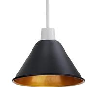 Abat-jour de plafond suspendu industriel, plafonniers suspendus de cuisine rétro, lustre suspendu de bar de loft en métal vintage, abat-jour de lampe suspendu rustique (Cône 18CM-Noir Intérieur Or)