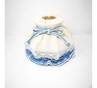 Abat-jour de rechange en tissu pour maison de campagne - Blanc et bleu - Avec volants et mailles - Diamètre inférieur : 30 cm - Culot E27