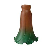 Abat-jour de rechange en verre de style Tiffany pour étang et tulipe - 11,4 cm de large x 15,2 cm de haut x 3,8 cm de haut - Pour ampoules de bassin (vert ambre, 3,8 cm de large x 15,2 cm de haut)