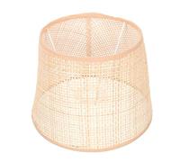 Abat-jour E14 E27 Tissé en Rotin Khaki pour Lampe de Table | Style Élégant Décoratif, Bois et Fer, pour Chambre ou Bureau, Rehausse un Éclairage Doux
