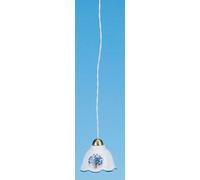 Abat-jour en cristal FADEDA avec éclairage LED en 12V et abat-jour en porcelaine véritable imprimé et décoré d'un bord bleu, LxlxH en mm : 16x16x28. Pour les crèches, les miniatures, les loisirs et le