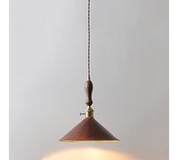 Abat-Jour en Cuir Italien Suspension E27 1- Lampe Simple Noyer Laiton Décoration Suspension Lumière Salle À Manger Entrée Chevet Luminaire Suspendu Éclairage Réglable,Lampe Suspendue