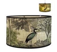 Abat-jour en lin - Abat-jour fait main pour lampadaire, suspension et lampe de table - Culot E27 - Sans éblouissement - Diamètre : 30 cm x H 20 cm