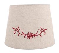 Abat-jour en Lin Brodé Floral Beige 22x22x16cm pour Lampe
