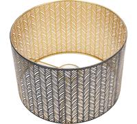 Abat-jour en métal E14 E27 Forme cylindrique en fer Feuille creuse Abat-jour décoratif pour lampe de table, lampe murale et lampe de plafond Noir et or