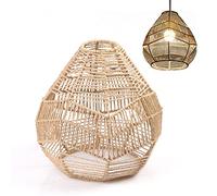 Abat Jour en Osier | Suspension en Bambou Tissé À La Main | Couverture Suspension Suspendue | Abat-Jour en Macramé Boho pour Cuisine, Chambre, Salle À Manger | Résistant À La Décoloration