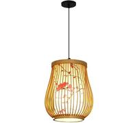 Abat-jour en panier de bambou, décoration de couloir, lustres en osier beige tissé avec parchemin, lampes suspendues au plafond, cage en bambou faite à la main, plafonnier creux,luminaire à LED