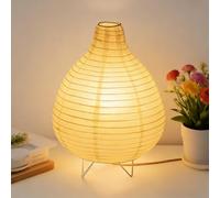 Abat-jour en papier de riz, lampe de chevet, lampadaire, lampe de table, avec douille E14, interrupteur et ampoule, lampe suspendue, lampe de rechange, câble de 1,8 m, hauteur 25 cm
