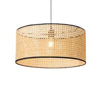 Abat-jour en rotin naturel tissé - Plafonnier rond à suspendre, parfait pour l'îlot de cuisine et l'atmosphère de la salle à manger, décoration d'intérieur bohème