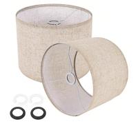 Abat-jour en tissu beige avec adaptateur E27 vers E14, abat-jour tambour moyen en lin pour lampe de table, lampadaire, applique, lampe de chevet, 28 x 22,5 cm (lot de 2) Non-tissé
