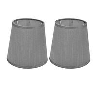 Abat-Jour en Tissu Gris, Lot de 2, Format Baril avec Système à Clip pour Ampoule E14, pour Lampe de Table, Suspension ou Lampadaire (11x15x14 cm)