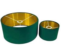 Abat-jour en velours matelassé pour plafond, table, lampadaire, doublure dorée (vert forêt, diamètre 20 x hauteur 24 cm)