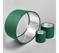 Abat-jour en velours pelucheux pour plafond, table, lampadaire avec doublure argentée brossée, fait à la main au Royaume-Uni (vert forêt, diamètre 40 x 20 cm hauteur