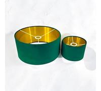 Abat-jour en velours pour plafond, table, lampadaire, doublure dorée (vert forêt, diamètre 35 x hauteur 28 cm)