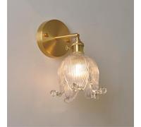 Abat-jour en verre à fleurs, applique murale de salle de bains, luminaire de vanité, lampe murale en verre soufflé violet ambre, applique murale vintage réglable pour chambre à coucher, salon,