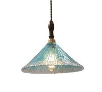 Abat-Jour en Verre Bleu créatif Style Japonais Éclairage Suspendu Hauteur réglable Suspension Fil Lumières E27 Lampes suspendues pour Chambre Coucher Salle à Manger Îlot de Cuisine