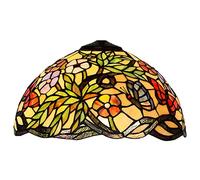 Abat-jour en vitrail Tiffany à motif papillons et fleurs, 40 cm, papillons rouges et bleus, fleurs roses et bleues, feuilles vertes, abat-jour de rechange pour lampe de table, suspension ou plafonnier
