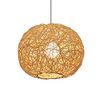 Abat-Jour Fait Main - Suspension en rotin tressé Style bohème, Panier en rotin tressé, éclairage d'îlot de Cuisine, plafonnier réglable pour Salon, Chambre, Restaurant