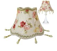 Abat-jour floral vintage, abat-jour victorien de 9, 8 pouces avec pompon en forme de cloche, à franges style bohème pour lampe table E27