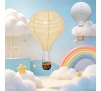 Abat-jour forme montgolfière 35*55cm Suspension décorative de montgolfière | Abat-jour forme montgolfière blanc, éclairage d’ambiance pour chambre d’enfant, bureau et coins de la pièce