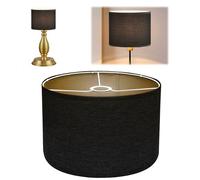 Abat Jour Lampe sur Pied en Lin | Ø30cm x H20cm Abat-jour Lampe de Chevet - Abat-jour fait Main pour Lampadaire, Suspension et Lampes Table | Douille E27 | Lumière non éblouissante - Noir