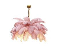 Abat Jour Lampe suspendue LED en plumes d'autruche for salon, chambre de fille ou chambre à coucher : lustre, luminaire suspendu(Pink,WARM LIGHT_D80CM_HANGING CHAIN)