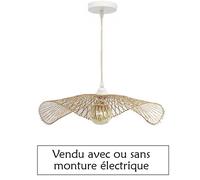 Abat-jour libellule ondulé et aérien en bambou naturel