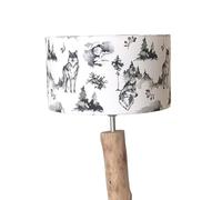 Abat-Jour Loups Forêt - Déco Nature, Montagne et Chalet, pied de lampe, Ø 40 cm