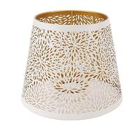 Abat-jour Métallique en Forme de Tonneau - Motif Floral Sculpté Blanc pour Lampe de Table et Lampadaire - E27 E26 - Style Moderne