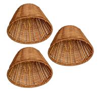 Abat-jour mural à clipser, lot de 3 abat-jours en osier pour lustre en cristal, petit lustre en rotin tissé, 15,5 x 8 x 9,5 cm