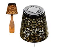 Abat-jour pour bouteille de vin - Éclairage à énergie solaire creuse, design de lampe de bouteille recy Lampes chaudes à faible éblouissement, abat-jour en métal perforé pour fête, Noël, salle