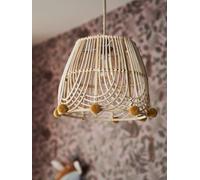 Abat-jour pour suspension pompons en rotin marron TU