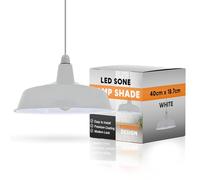 Abat-jour rétro blanc facile à installer pour plafonnier - Abat-jour de rechange en métal - Finition interne pour suspension - Abat-jour en métal