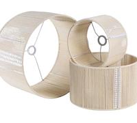 Abat-Jour Rond Blanc Cassé 40 cm, Fil de Coton Effet Jute et Perles de Bois | Pour lampe de table, lampadaire ou suspension. Style naturel avec perles de bois pour un intérieur chaleureux.