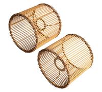 Abat-jour rond en rotin - Style bohème - Pour lampe de table, suspension et lampadaire - Pour tous les intérieurs - Diamètre : 16 cm - Bambou marron
