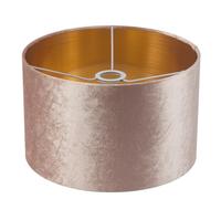 Abat-jour rond en velours fait main - Doublure dorée -30 cm - Pour lampe sur pied, lampe à poser, suspension, chevet - Rose - Style élégant pour salon ou chambre