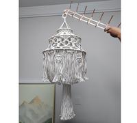 Abat-jour suspendu bohème en corde de coton, protection naturelle contre la lumière, abat-jour tissé à la main, abat-jour chic à pampilles pour restaurant, salon ou café,Beige-39.3x15.7 inch