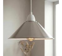 Abat-jour suspendu de plafond industriel vintage en cuivre, lampe d'intérieur en métal rétro Loft Bar suspendu lustre abat-jour d'éclairage. (Nickel satiné)