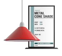 Abat-jour suspendu de plafond industriel vintage en cuivre, lampe d'intérieur en métal rétro Loft Bar suspendu lustre abat-jour d'éclairage. (Rouge)