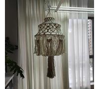 Abat-jour suspendu en macramé pour plafonnier, lustre, 40 x 100 cm, corde de coton tissée à la main, style bohème chic, pour chambre à coucher, salon,Beige